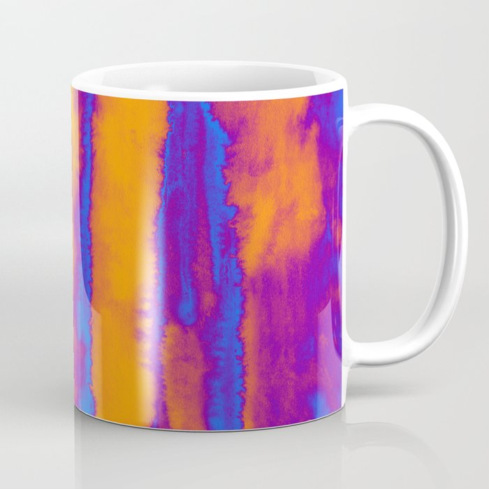 Abstract watercolor striped background in blue and orange colors Coffee Mug
