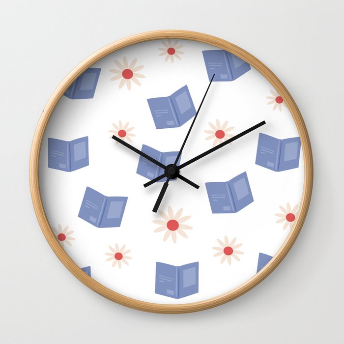 Books and Flowers, Spring Read Wall Clock