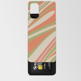 Fluid Vibes Retro Aesthetic Swirl Abstract Pattern in Cantaloupe, Pale Blush, Light Green, and Cream Android Card Case