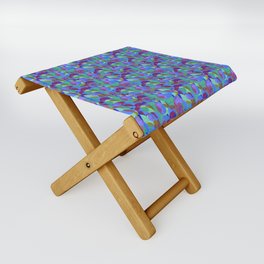 seamless pattern with abstract painting in turquoise, pink and purple colors Folding Stool