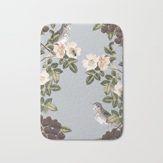 Birds and the Bees Gray Bath Mat