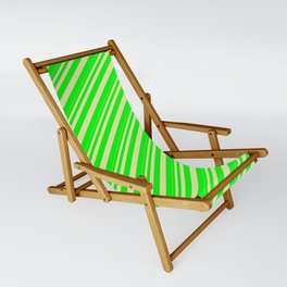[ Thumbnail: Pale Goldenrod and Lime Colored Stripes/Lines Pattern Sling Chair ]