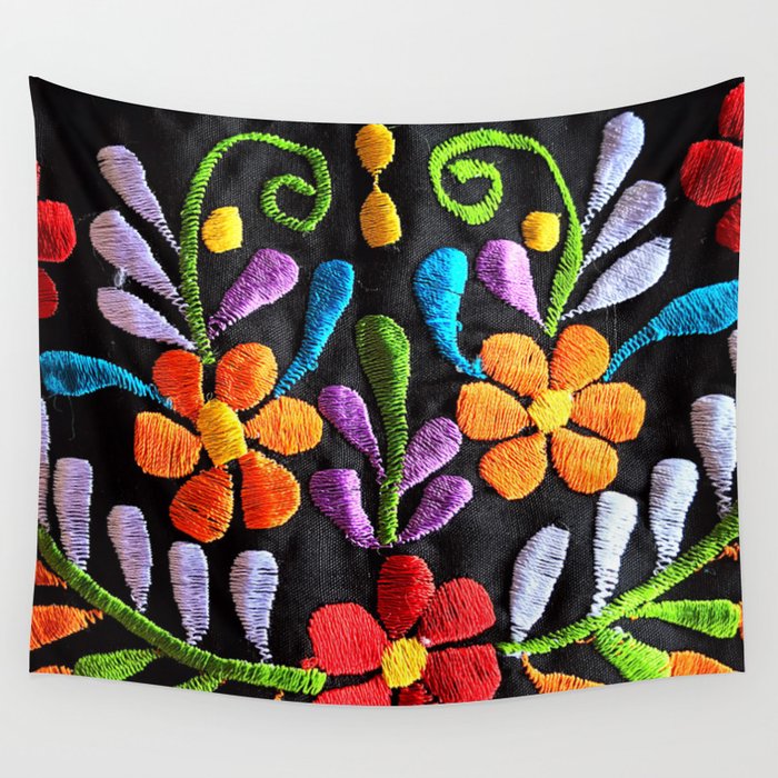 Mexican Flowers Wall Tapestry