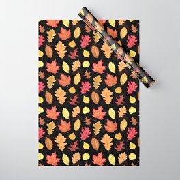 Autumn Leaves - black Wrapping Paper