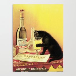Absinthe Bourgeois Black Cat Vintage Poster