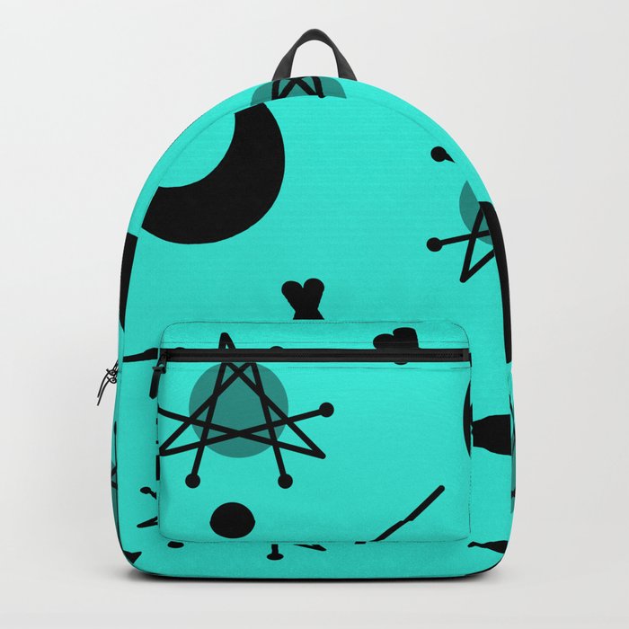 Moons & Stars Atomic Era Abstract Turquoise Backpack