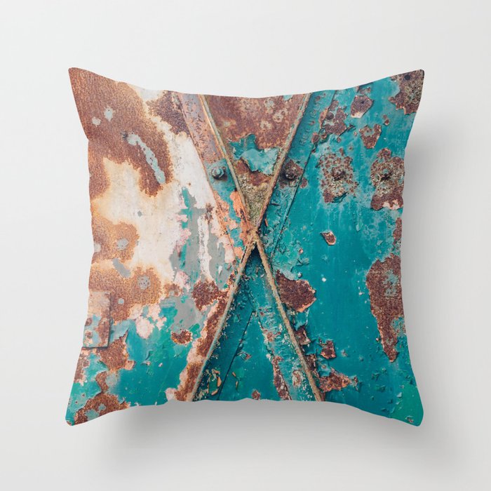 Teal and Rust Throw Pillow