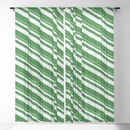 [ Thumbnail: Mint Cream & Dark Green Colored Lined Pattern Sheer Curtain ]