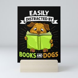 Book Dog Reading Bookworm Librarian Reader Mini Art Print