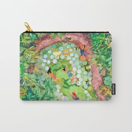 Tropical Vacay | Rainforest Jungle Botanical Lush Nature | Summer Lake People Swim | Boho Painting Carry-All Pouch