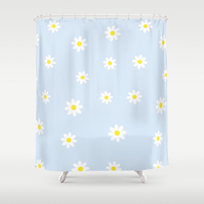 Light Blue Daisy Shower Curtain by artbylamia | Society6