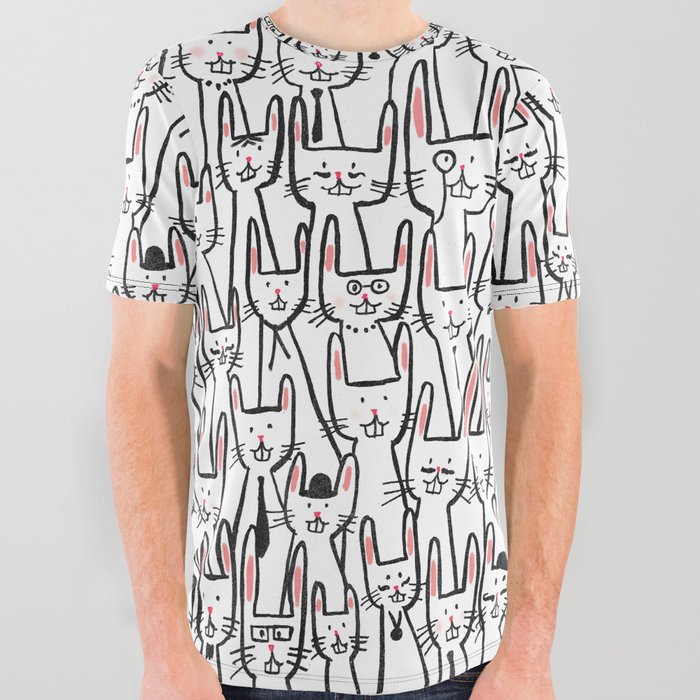 Bunny family All Over Graphic Tee