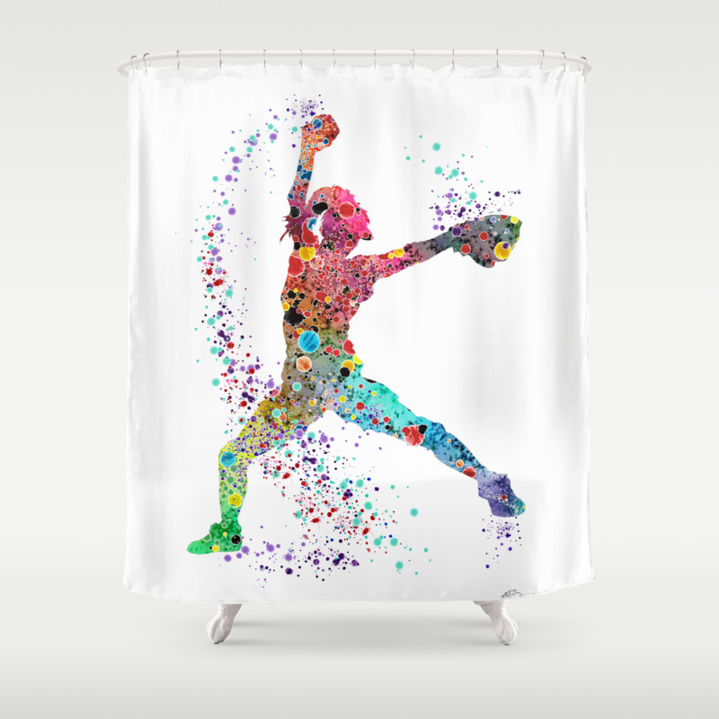 Baseball Softball Pitcher Watercolor Print Art Print Girl S
