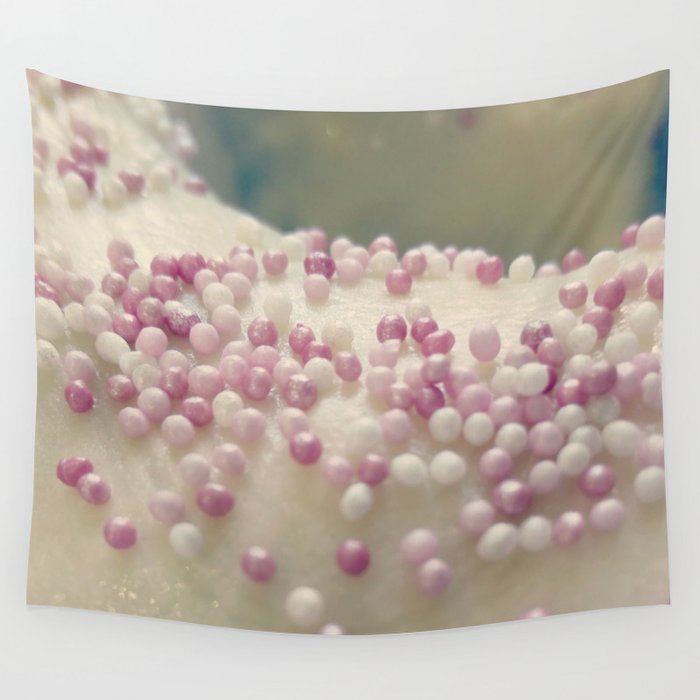 Grainy pink cake sprinkles Wall Tapestry