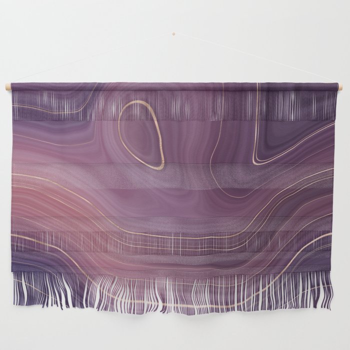 Violet Purple Rose Gold Agate Geode Luxury Wall Hanging