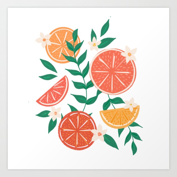Citrus on Mint Art Print by Lathe and Quill | Society6