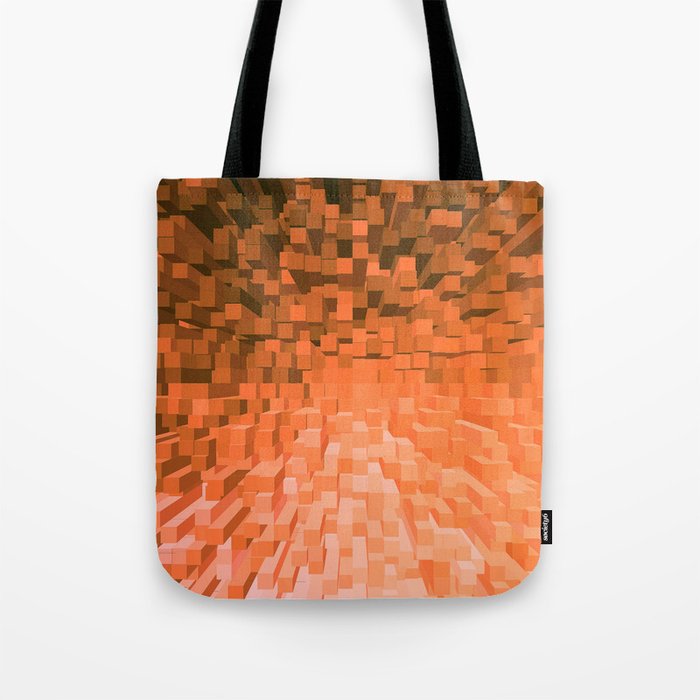 Orange Pixelated Pattern Tote Bag