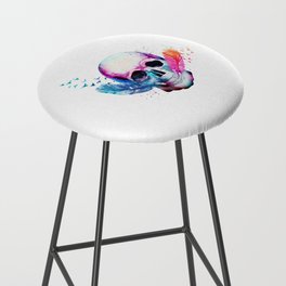 Colorful vibrant skull with feathers Bar Stool