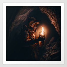 "Unearthing the Depths: The Thrilling Exploration of an Underground Cave" Art Print