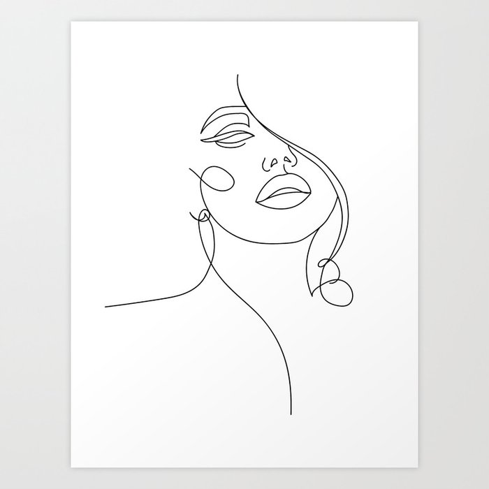 Elegant Minimalist Face In One Line Art Print By Valleriaart Society6,Easy Cute Printable Easy Cute Unicorn Coloring Pages