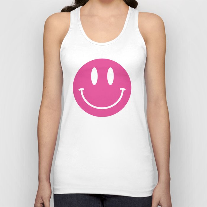 Large Pink and White Smiley Face - Preppy Aesthetic Decor Tank Top