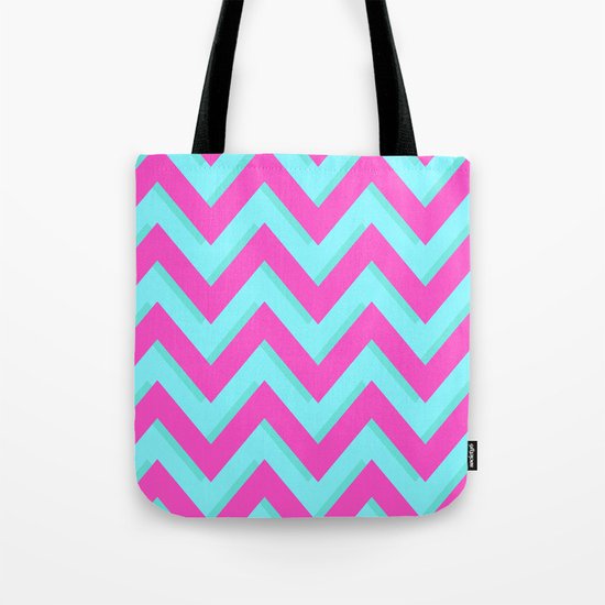 3D CHEVRON TEAL & PINK Tote Bag