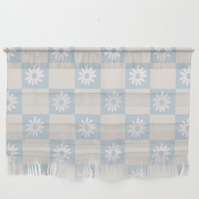 Retro Floral Checkered Pattern Wall Hanging