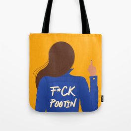 Fck Pootin Denim Jacket Girl Blue and Yellow Tote Bag