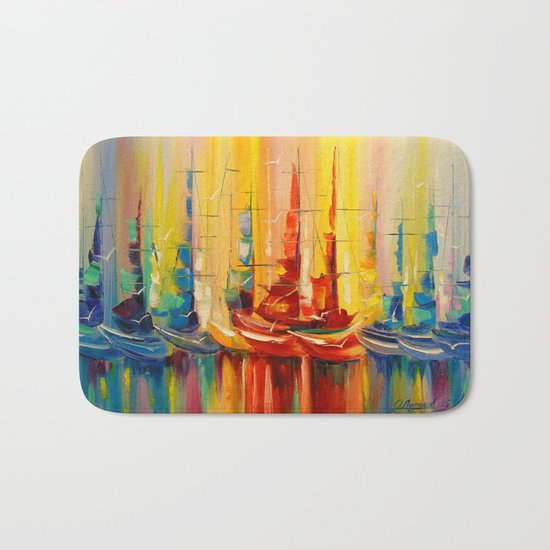 Rainbow boats Bath Mat