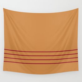 Dark Orange & Red Thin 4 Stripe Pattern 2021 Color of the Year Satin Paprika and Warm Caramel Wall Tapestry