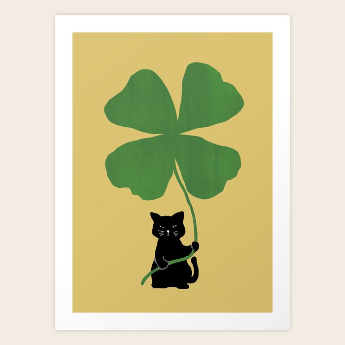 Cat with clover Art Print by Picomodi | Society6
