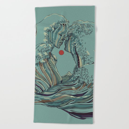 Kissing The Wave Beach Towel