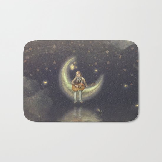 Story about boy who play guitar on moon Bath Mat