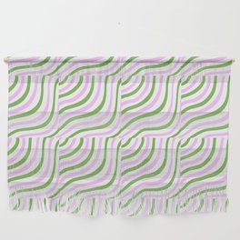 Pastel Pink and Green Stripe Shells Wall Hanging