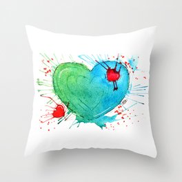 Heart Color Explosion Throw Pillow