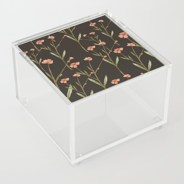 Minimalistic flower pattern leaf floral Acrylic Box