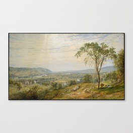 The Valley of Wyoming,1865 Canvas Print | Morning, Tree, Mountain, Summer, Sunrise, Beautiful, Landscape, Meadow, Nature, Photo 