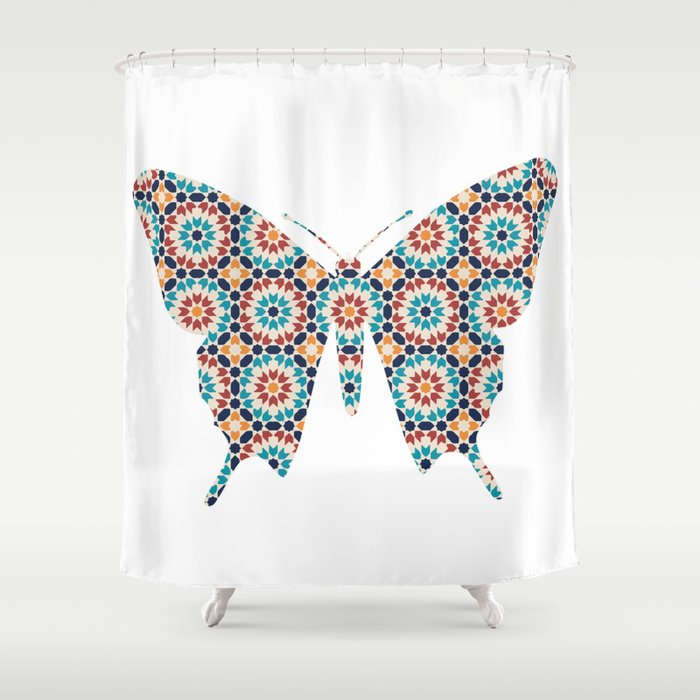 BUTTERFLY SILHOUETTE WITH PATTERN Shower Curtain