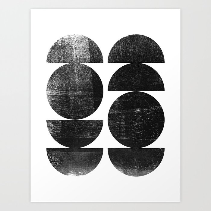 Black and White Mid Century Modern Circles Abstract Kunstdrucke