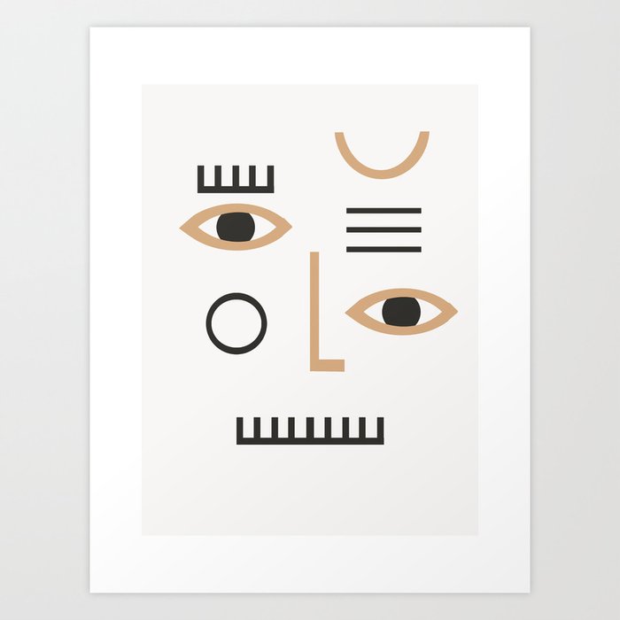 Pleione Abstract Face Art Print Minimalist Earthtones Decor And