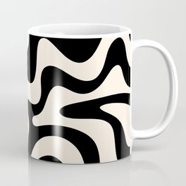 Retro Liquid Swirl Abstract in Black and Almond Cream  Mug