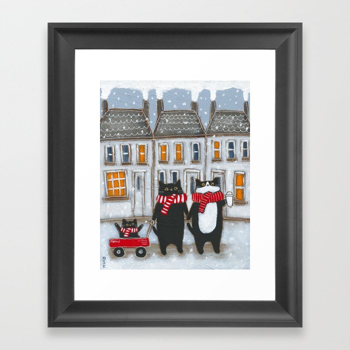 A Snowy Walk Home Framed Art Print