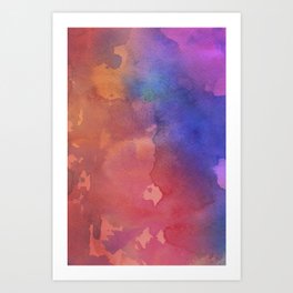 Red And Blue Painted Surface Colorful Watercolor Art Print