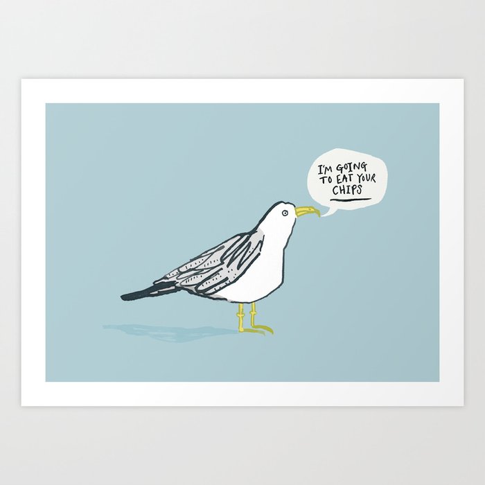 Greedy Gulls Art Print