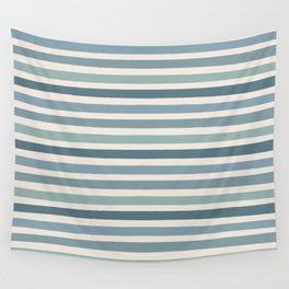 Sea Blue Stripes Retro Pattern  Wall Tapestry