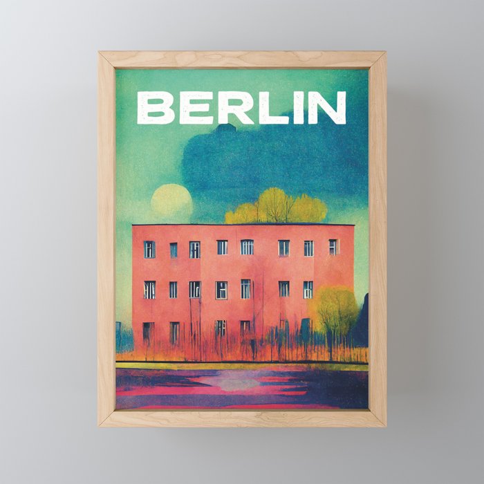Lonely House in Berlin Travel Poster Retro Framed Mini Art Print