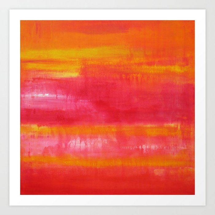 Summer Day Orange Red Yellow Abstract Art Art Print By Art By