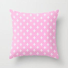 Fleur-de-Lis (White & Pink Pattern) Throw Pillow