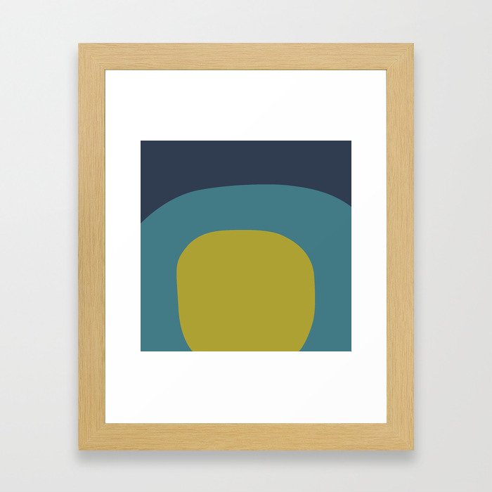 Miracle Rock in Yellow & Blue _Block Colour Framed Art Print