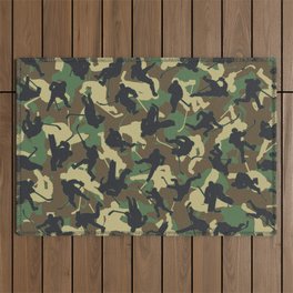 Ice Hockey Player Camo Woodland Forest Camouflage Pattern Outdoor Rug